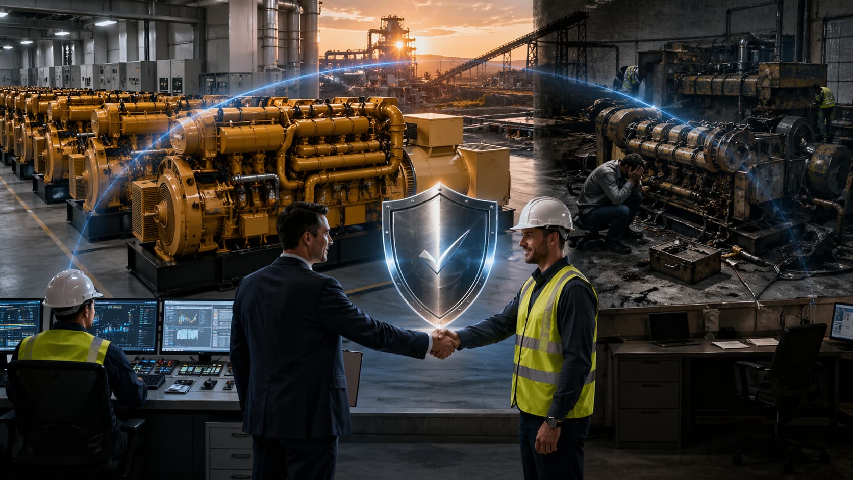 Caterpillar 3512B generator as industry standard with synchronized infrastructure, risk mitigation, and reliable power system integration