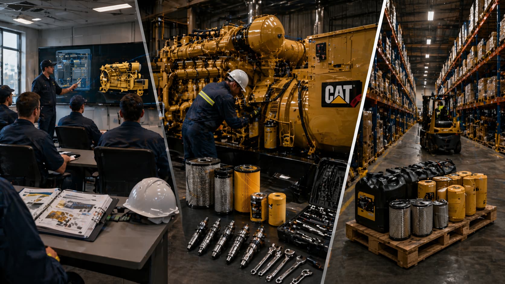 Caterpillar 3512B generator training, maintenance, and standardized spare parts inventory improving operational efficiency and reducing hidden costs